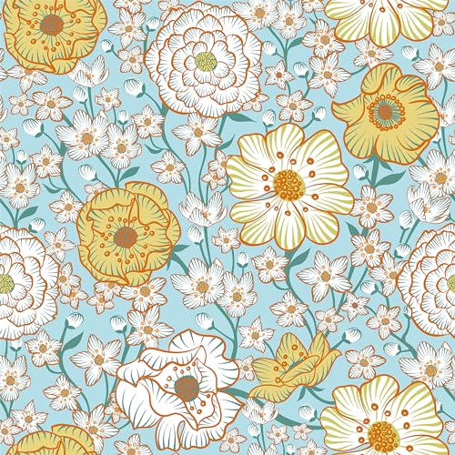 Hode Möbelfolie Selbstklebend Tapete Blumen Blau, Folie Klebefolie Möbel Küche Wohnzimmer Schlafzimmer Küchenschränke, Statische Tapeten Wandfolie Selbstklebend Abwaschbare, 44cmx3m von Hode