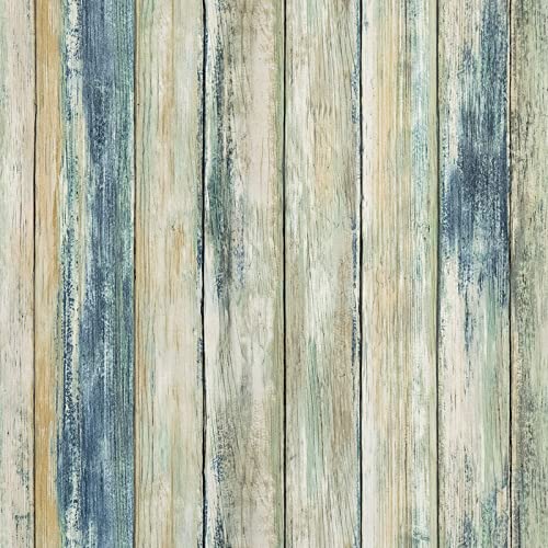 Hode Selbstklebende Möbelfolie Blaue Holz Klebefolie 45cmX2m Wasserdicht Tapeten Retro Stil Küchenfolie Wand Schränke Fenster Dekofolie von Hode