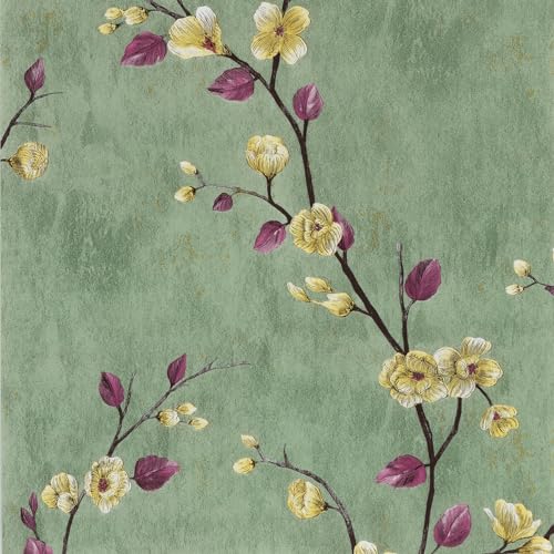 Hode Selbstklebende Tapete Grün Blumen, 44cmx3m Wandtapete Möbelfolie Selbstklebend, Klebefolie Folie für Möbel Schränke Vintage Möbel Mustertapete Hode Selbstklebende Tapete Grün Blumen, 44cmx3m Wandtapete Möbelfolie Selbstklebend, Klebefolie Folie für Möbel Schränke Vintage Möbel Mustertapete von Hode