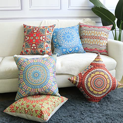 Hodeacc 6 Stück Moderne Mandala Kissenbezüge, Bohemian Throw Kissenbezüge Hippie Kissenbezüge für Sofa Couch Bed Chair, 18 x 18 Zoll, nur für den Fall von Hodeacc