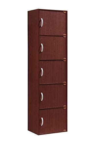 HODEDAH IMPORT 5-Shelf Bookcase Cabinet, Mahogany von Hodedah
