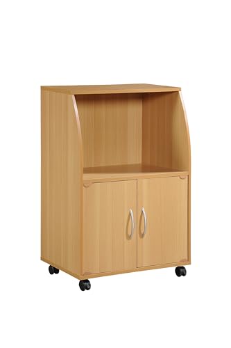 Hodedah Mini Microwave Cart with Two Doors and Shelf for Storage Küchenschrank, buche, Beech von Hodedah