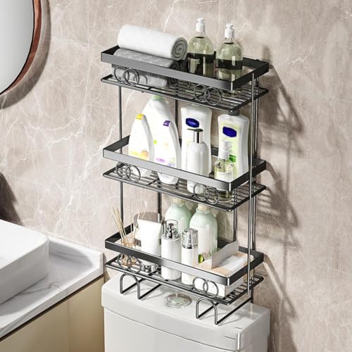 Badezimmer Regal Metall Wc Regal BadezimmermöBel, Toilettenregal Mit Toilettenpapierhalter, ÜBer Der Toilette Aufbewahrungsregal für Die Wand Platzsparend, Kein Bohren (Schwarz, 1 Stufe, 34x15x58 Cm) Badezimmer Regal Metall Wc Regal BadezimmermöBel, Toilettenregal Mit Toilettenpapierhalter, ÜBer Der Toilette Aufbewahrungsregal für Die Wand Platzsparend, Kein Bohren (Schwarz, 1 Stufe, 34x15x58 Cm) von Hodeffior
