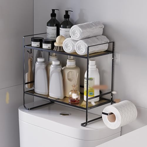 Badezimmer Regal Metall Wc Regal BadezimmermöBel, Toilettenregal Mit Toilettenpapierhalter, ÜBer Der Toilette Aufbewahrungsregal für Die Wand Platzsparend, Kein Bohren (Schwarz, 2 Stufe, 45x16x36 Cm) Badezimmer Regal Metall Wc Regal BadezimmermöBel, Toilettenregal Mit Toilettenpapierhalter, ÜBer Der Toilette Aufbewahrungsregal für Die Wand Platzsparend, Kein Bohren (Schwarz, 2 Stufe, 45x16x36 Cm) von Hodeffior