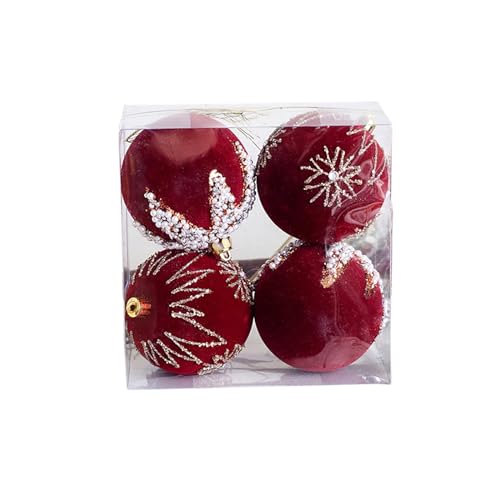 Hodeffior 4 Stück DIY Weihnachtskugeln Mit Perle Dekoration Xmas Dekorative Hängende Ornamente für Weihnachtsbäume Fenster Wände Türen 8CM Perle Bemalte Kugel von Hodeffior