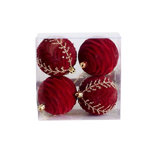 Hodeffior 4 Stück DIY Weihnachtskugeln mit Perlen Dekoration Xmas Dekorative Hängende Ornamente für Weihnachtsbäume Fenster Wände Türen 8 cm Beflockte Hot Diamonds Ball von Hodeffior