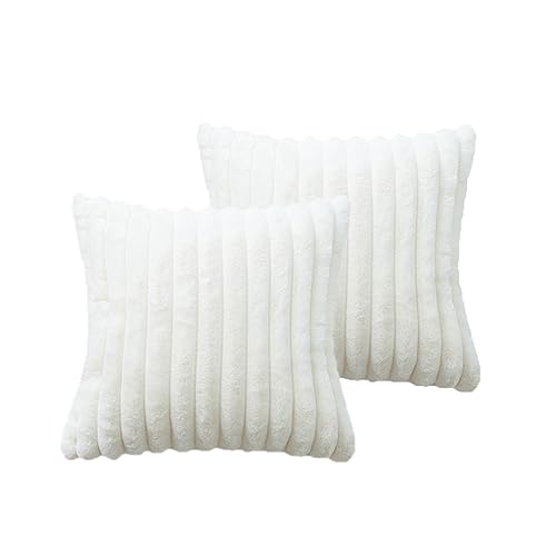 Hodeffior Kissenbezüge, doppelseitig, maschinenwaschbar, dekorative Kissenbezüge für Sofa, Couch, Dekorationen (45 x 45 cm), Weiß, 2 Stück von Hodeffior