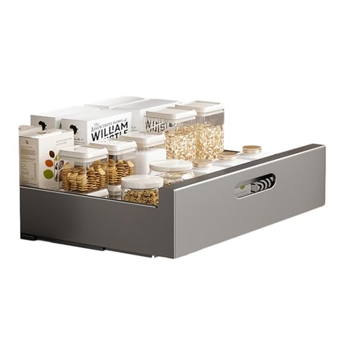 Hodeffior Teleskopschublade, Ausziehbare Schublade küche 35 cm B x 43 cm T x 9 cm H, Kohlenstoffstahl Aufbewahrungsregale für Küchenschränke korbauszug, Slide out Drawer, Küchenorganisator,Kein Bohren Hodeffior Teleskopschublade, Ausziehbare Schublade küche 35 cm B x 43 cm T x 9 cm H, Kohlenstoffstahl Aufbewahrungsregale für Küchenschränke korbauszug, Slide out Drawer, Küchenorganisator,Kein Bohren von Hodeffior