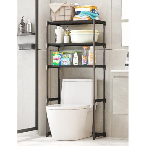 Toilettenregal Mit 4 Ebenen, Kohlenstoffstahl Wc Regal ÜBer Die Toilette,Toilettenschrank Badezimmerregal,Waschmaschinenregal Toiletten Regal Badezimmer Organizer,Platzsparendes Badregal,50.5x30x134cm von Hodeffior