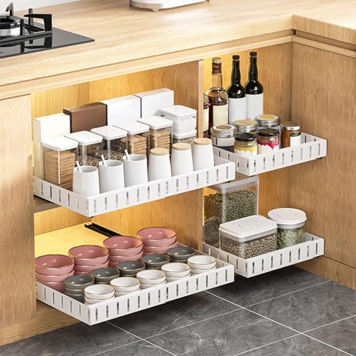 Topfdeckelhalter Pfannenhalter für Schublade, Erweiterbarer Deckelhalter Erweiterbarer, SchüSsel Und TöPferbehäLter, KüChenaufbewahrung Geschirrhalter für 6 Deckel Oder Pfannen,30-50 B x 40 T x 7 H Cm von Hodeffior