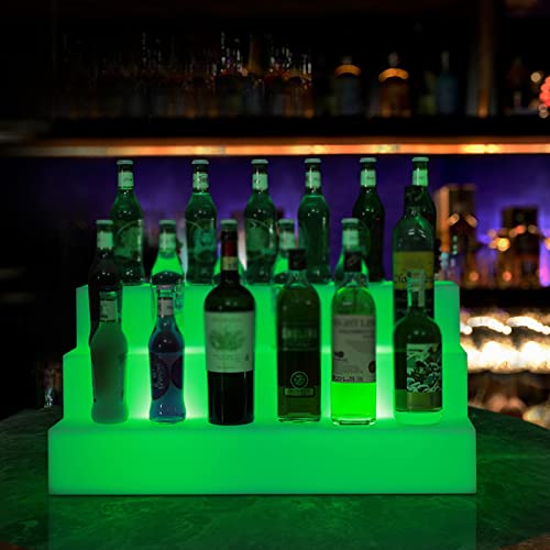 Flaschenständer Bar Schnaps LED Bunt Beleuchtetes Schnapsflaschen Display Beleuchtetes Flaschenregal 3 Ebenen, Home Bar Flaschenregal Getränke Beleuchtungsregale mit Fernbedienung von HoeLO