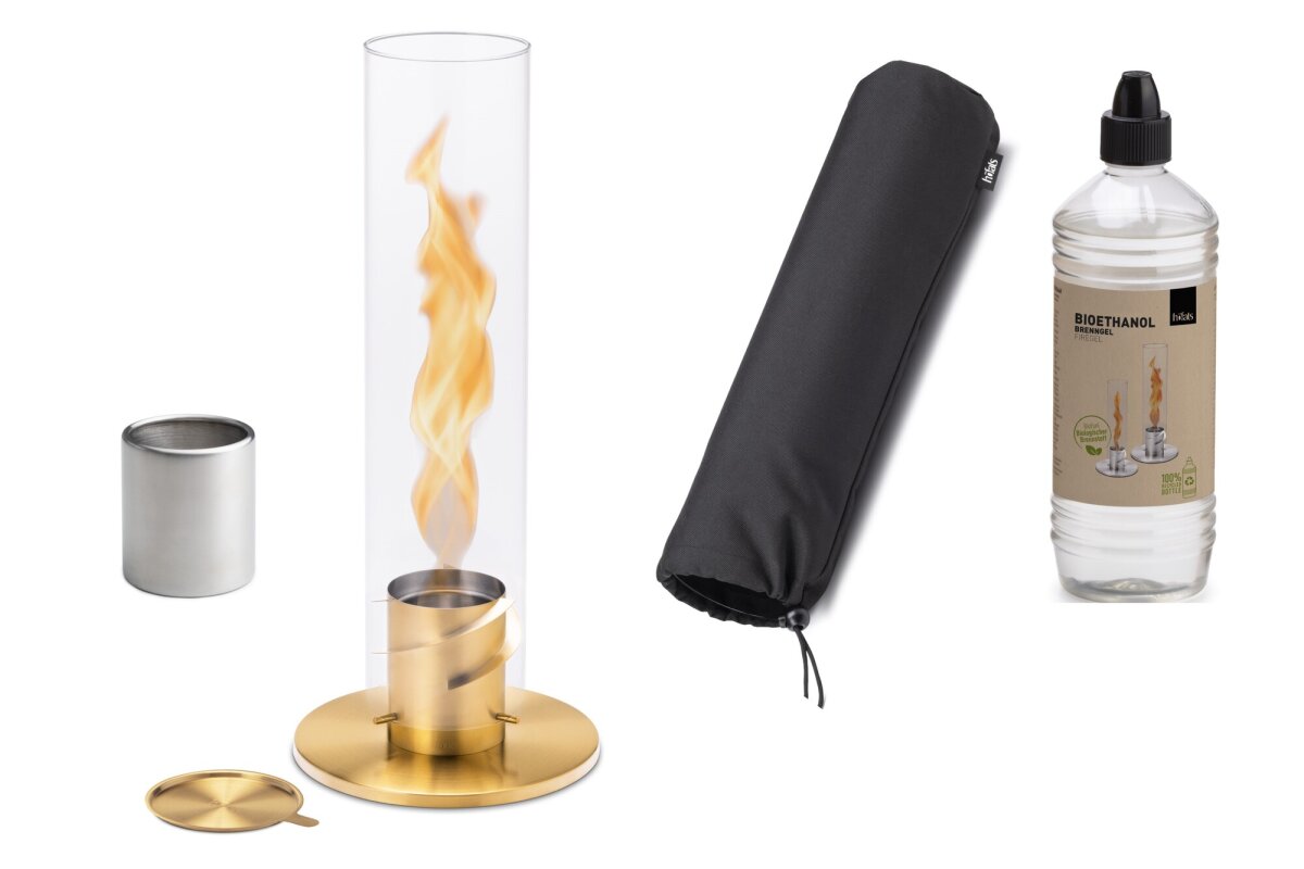 Höfats Spin 120 Tischfeuer Set - GOLD inkl. Extra Nachfülldose Abdeckhaube & 1L Bioethanol Höfats Spin 120 Tischfeuer Set - GOLD inkl. Extra Nachfülldose Abdeckhaube & 1L Bioethanol von Höfats
