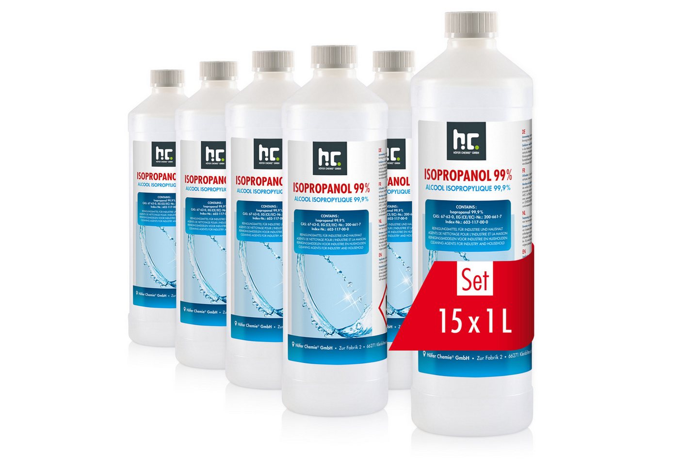 Höfer Chemie GmbH 15x 1 L Isopropanol 99,9% in 1 Liter Flaschen Grundreiniger von Höfer Chemie GmbH
