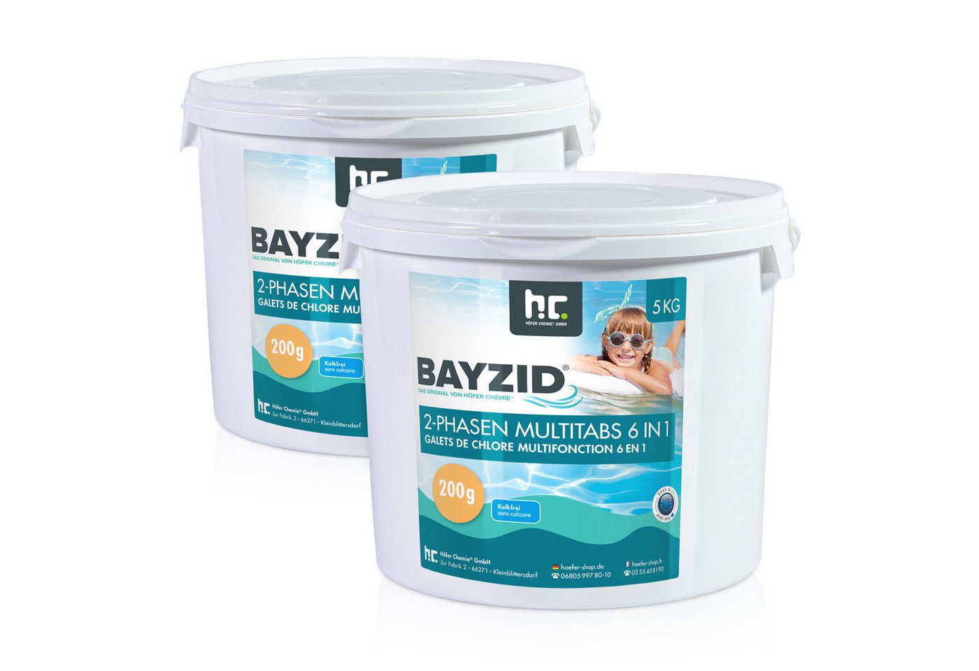 Höfer Chemie GmbH Poolpflege 2x 5 kg BAYZID® 2-Phasen-Multitabs 200g 6in1 von Höfer Chemie GmbH