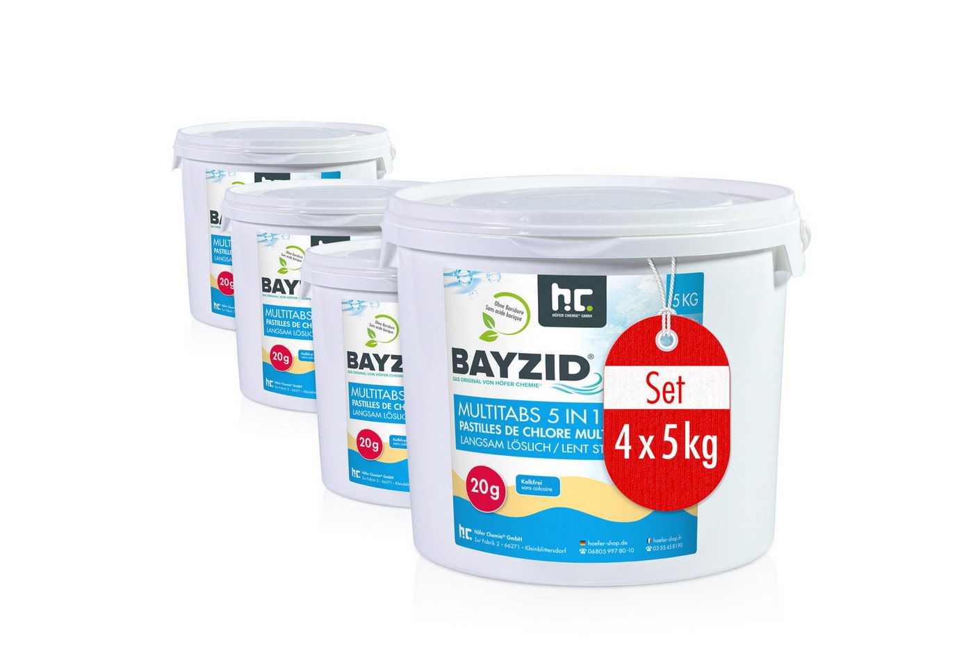 Höfer Chemie GmbH Poolpflege 4x 5 kg BAYZID® Multitabs 20g 5in1 für Pools von Höfer Chemie GmbH