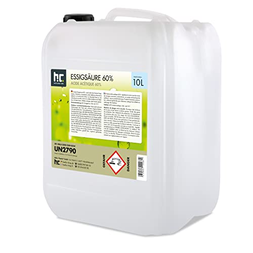 Höfer Chemie 10 L Essigsäure 60% - optimaler Reiniger und Entkalker - Premium Qualität Made in Germany - frisch abgefüllt im handlichen Kanister von Höfer Chemie