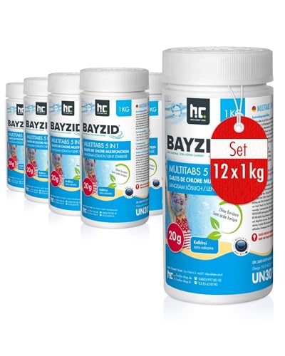 12 x 1 kg BAYZID® Chlor Multitabs 20g für Pool & Spa zur Poolpflege - HOCHWIRKSAM von Höfer Chemie