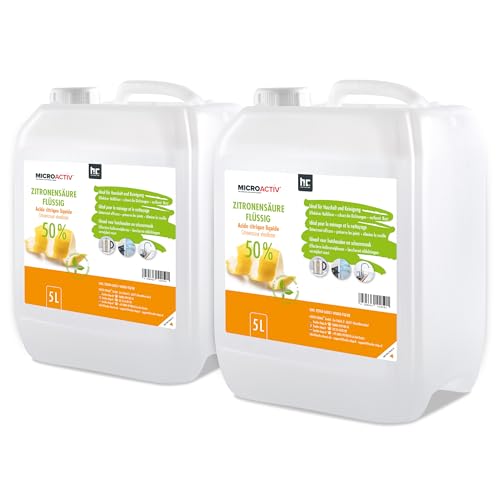 2 x 5 Liter Zitronensäure 50% flüssig - in handlichen 5L Kanistern - Technische Qualität von Höfer Chemie