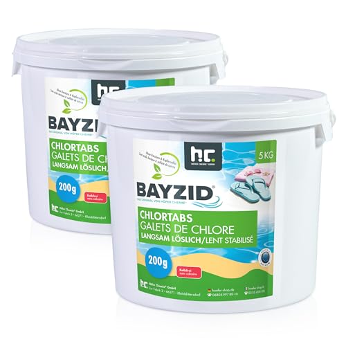 Höfer Chemie Pool Chlor Tabletten langsam löslich 200g 2 x 5 kg Bayzid - zur dauerhaften Chlorung von Pool und Schwimmbad - Hochwirksam gegen Bakterien und Pilze von Höfer Chemie