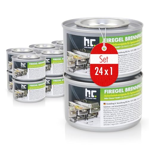 Höfer Chemie Firegel Brennpaste 24 x 200g - Zum Warmhalten von Speisen - Für Chafing Dish & Buffet - Aus Natürlichem Bioethanol - ca. 2,5 h Brenndauer von Höfer Chemie