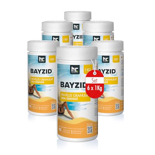 6 x 1 kg pH Plus Granulat BAYZID (pH-Heber) von Höfer Chemie sorgt für eine schnelle und zuverlässige Anhebung des pH-Werts in Pool und Schwimmbad von Höfer Chemie