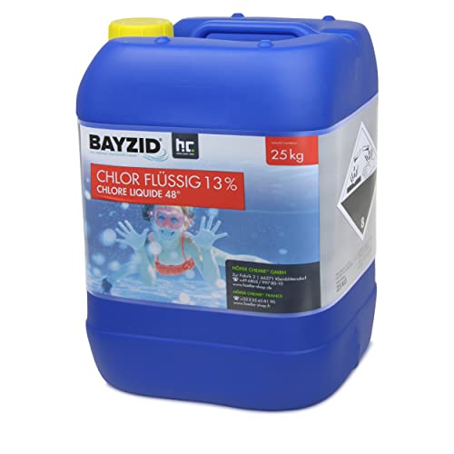 Höfer Chemie Chlor Flüssig 1 x 25 kg - Pool Flüssigchlor mit 13 bis 15% Aktivchlorgehalt zur Poolpflege und Wasserdesinfektion - Made in Germany von Höfer Chemie
