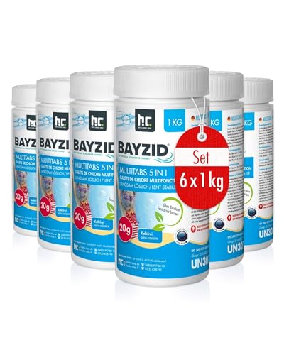 Höfer Chemie 5 in 1 Multitabs Pool 20g - 6 x 1 kg - Chlortabletten für Pool 20g - 5-Phasen Pflege & Reinigung - Made in Europe - Für kristallklares Poolwasser von Höfer Chemie