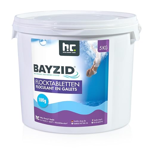 Höfer Chemie 1 x 5 kg BAYZID Pool Flockungsmittel Tabletten Flocktabletten - einfache Anwendung gegen Trübungen + kristallklares Poolwasser von Höfer Chemie