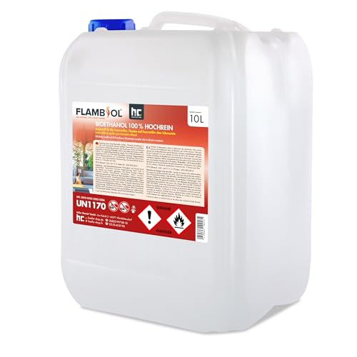 Höfer Chemie 10 L FLAMBIOL® Bioethanol 99,9% Hochrein für Ethanol Kamin, Ethanol Feuerstelle, Tischfeuer und Bioethanol Kamin von Höfer Chemie