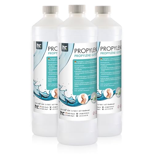 Höfer Chemie 3 x 1 L Propylenglykol 99,5% Lebensmittelqualität & Pharmaqualität E1520 Propylenglycol 1,2-Propandiol Monopropylenglykol von Höfer Chemie