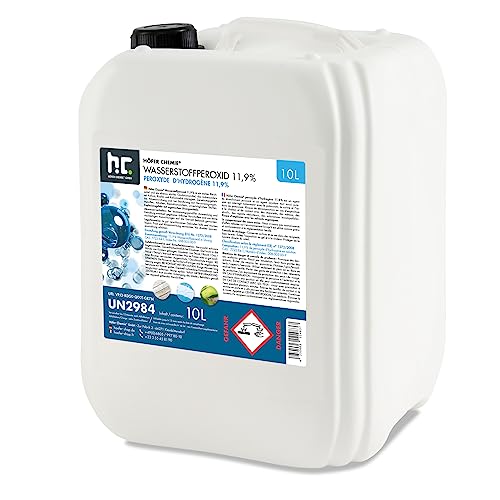 Höfer Chemie 4 x 10 L Wasserstoffperoxid 11,9% H2O2 - technische Qualität - im 10 L Kanister von Höfer Chemie