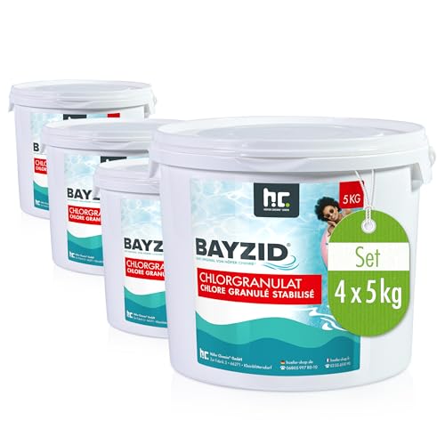 Höfer Chemie Chlorgranulat für Pool 4 x 5kg - 56% Aktivchlorgehalt zur Schnellen Anhebung des Chlorgehaltes - Bekämpft Keime & Bakterien - Leicht Löslich Schwimmbad von Höfer Chemie