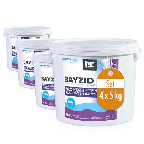 Höfer Chemie 4 x 5 kg BAYZID Pool Flockungsmittel Tabletten Flocktabletten - einfache Anwendung gegen Trübungen + kristallklares Poolwasser von Höfer Chemie