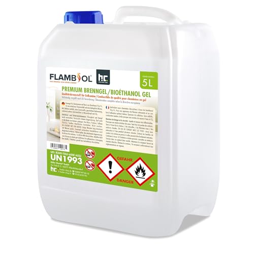 Höfer Chemie 5 L FLAMBIOL® Premium Brenngel für Brenngel Dekofeuer, Lampe und Kamine - Dickflüssiges Gel von Höfer Chemie