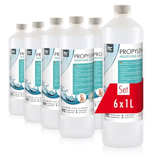 Höfer Chemie 6 x 1 L Propylenglykol 99,5% Lebensmittelqualität & Pharmaqualität E1520 Propylenglycol 1,2-Propandiol Monopropylenglykol von Höfer Chemie