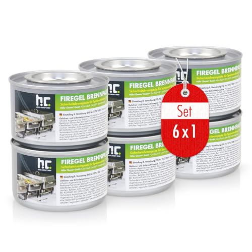 Höfer Chemie Firegel Brennpaste 6 x 200g - Zum Warmhalten von Speisen - Für Chafing Dish & Buffet - Aus Natürlichem Bioethanol - ca. 2,5 h Brenndauer von Höfer Chemie