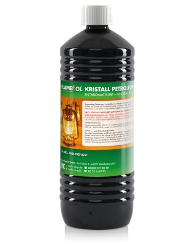 Höfer Chemie FLAMBIOL Gereinigtes Petroleum 1 L Heizöl - Entaromatisierte Qualität - Für Campingheizung, Petroleumlampe & Grillanzünder - Rußfreie Verbrennung von Höfer Chemie
