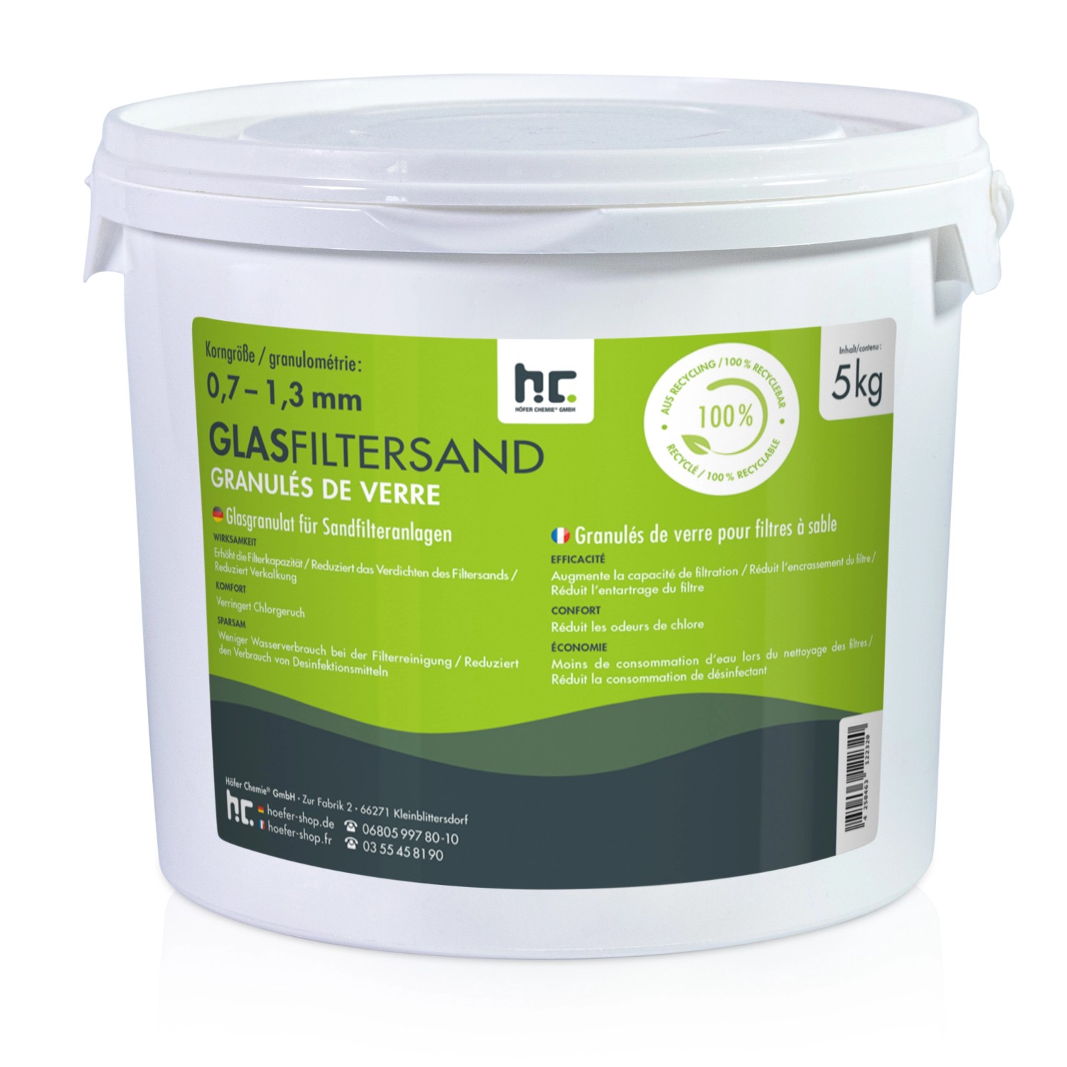 Höfer Chemie Spezial Glasgranulat für Sandfilteranlagen 0,7-1,3mm Körnung 5kg Höfer Chemie Spezial Glasgranulat für Sandfilteranlagen 0,7-1,3mm Körnung 5kg von Höfer Chemie