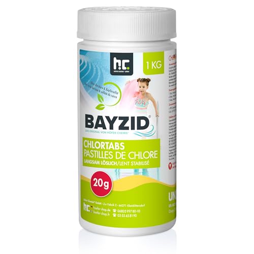 Pool Chlor Tabletten 20g 1 x 1 kg BAYZID von Höfer Chemie zur dauerhaften Chlorung von Pool und Schwimmbad - HOCHWIRKSAM und EFFEKTIV gegen Bakterien und Pilze von Höfer Chemie