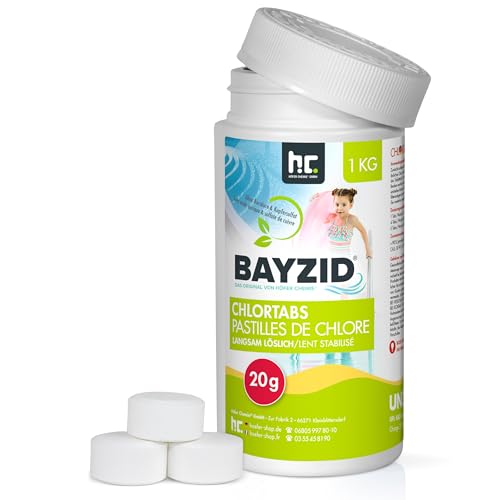 Höfer Chemie Pool Chlor Tabletten langsam löslich 20g 1 kg Bayzid - zur dauerhaften Chlorung von Pool und Schwimmbad - Hochwirksam gegen Bakterien und Pilze von Höfer Chemie