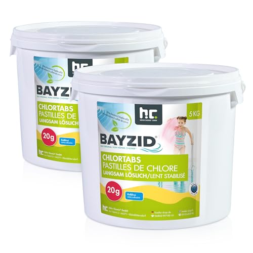 Höfer Chemie Chlor Tabletten langsam löslich 20g 2 x 5 kg Bayzid - zur dauerhaften Chlorung von Pool und Schwimmbad - Hochwirksam gegen Bakterien und Pilze von Höfer Chemie