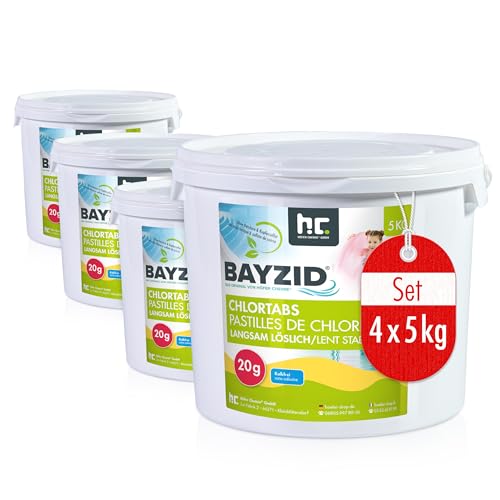 Pool Chlor Tabletten 20g 4 x 5 kg BAYZID von Höfer Chemie zur dauerhaften Chlorung von Pool und Schwimmbad - HOCHWIRKSAM und EFFEKTIV gegen Bakterien und Pilze von Höfer Chemie