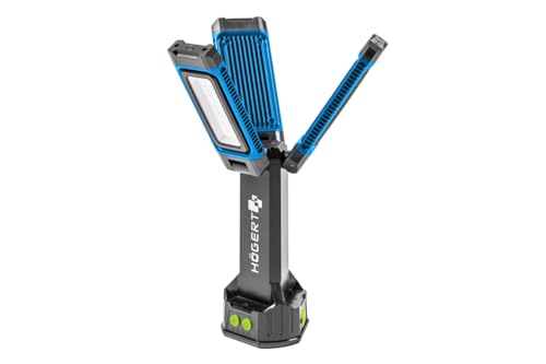 HÖGERT TECHNIK Akku-Flutlicht 7000 lm, 3 Modi, 360° Beleuchtung, IP54 Staub- & Spritzwasserschutz, IK09 Stoßfestigkeit, 5 Std. Laufzeit, Powerbank, Magnetbefestigung, USB-C von Högert Technik