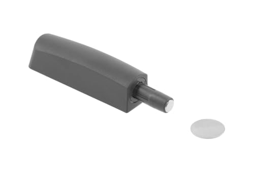 HÖGERT TECHNIK Push to Open Türdämpfer kurz – Magnetischer Schrankdämpfer mit Adapter und Klebeplatte, Anthrazit, zur Aufschraubmontage, für grifflose Möbelfronten von Högert Technik