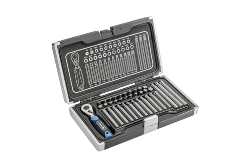 HÖGERT TECHNIK Schrauberbit-Satz 37-tlg, 10 mm, S2 Stahl, Ratsche mit 72 Zähnen – In Robuster Kunststoffbox, CrV, CrMo von Högert Technik