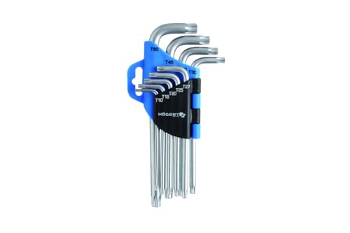 Högert Technik - TORX-Schlüssel I Innensechsrundschlüssel I Satz von 9 Stück I Größen T10 bis T50 I Aus hochwertigem Chrom-Vanadium Stahl I Beständig gegen Verformung und Abrieb I Silber Högert Technik - TORX-Schlüssel I Innensechsrundschlüssel I Satz von 9 Stück I Größen T10 bis T50 I Aus hochwertigem Chrom-Vanadium Stahl I Beständig gegen Verformung und Abrieb I Silber von Högert Technik