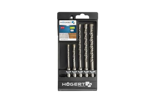 Högert Technik, 5er-Set SDS Plus Bohrer, Durchmesser: 5 mm, 2 x 6 mm, 8 mm, 10 mm, HT6D370 von Högert Technik