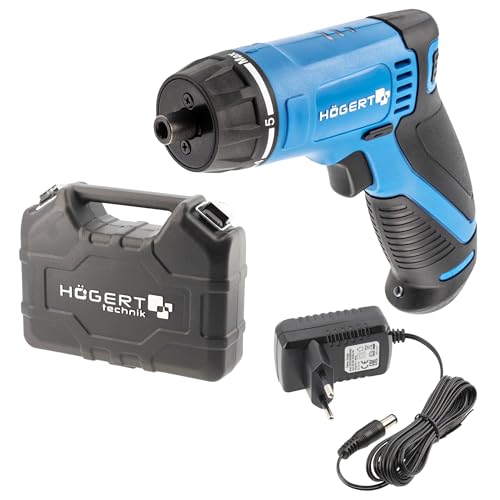 HÖGERT TECHNIK Akku-Schraubendreher, 7,2V, 10Nm, 230 U/min, Li-Ion 1,5Ah, LED, magnetischer 1/4" Bit-Halter, rutschfester Griff, inkl. Ladegerät & Koffer von Högert Technik