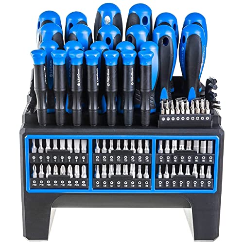 HÖGERT TECHNIK 114er Schraubendreher und Bits Set, Universelles Werkzeuge inkl. Hand Screwdriver, Schraubendreher Magnetisch, Nensechskantschlüssel, Schraubenzieher Schwarz/Blau von Högert Technik