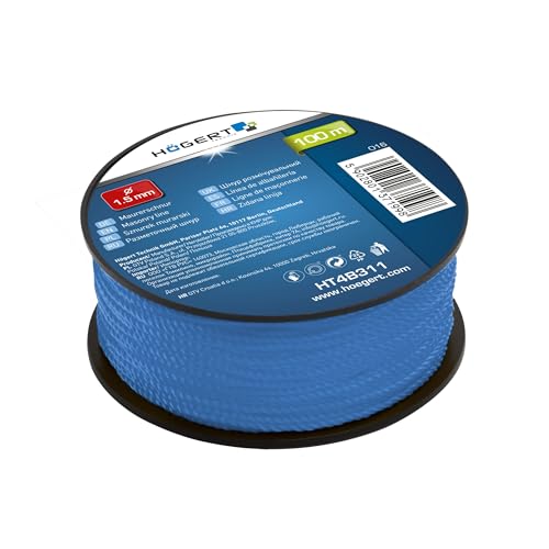 HÖGERT TECHNIK - Mauerschnur, Bauschnur, Pflasterschnur, Nivellierschnur, reißfest und belastbar, 100 Meter lang, Ø 1,5 mm, Leicht sichtbare blaue Farbe HÖGERT TECHNIK - Mauerschnur, Bauschnur, Pflasterschnur, Nivellierschnur, reißfest und belastbar, 100 Meter lang, Ø 1,5 mm, Leicht sichtbare blaue Farbe von Högert Technik